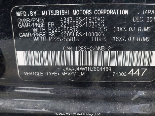JA4AJ4AW1HZ604489 Mitsubishi 2.4 dohc mivec
