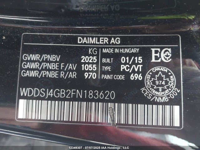 Mercedes-Benz 2015 2015 WDDSJ4GB2FN183620 Image 9