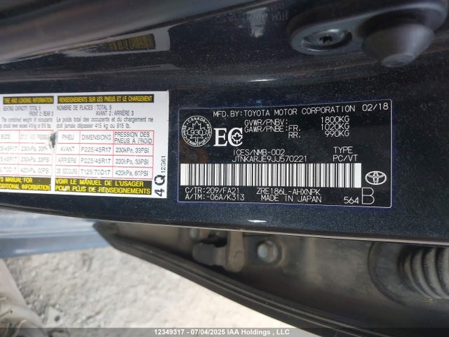 JTNKARJE9JJ570221 Toyota 2zr-fae