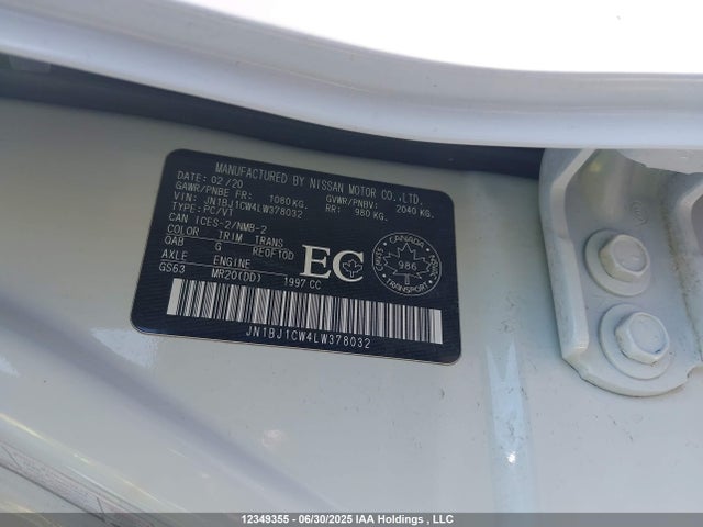 12349355 :رقم المزاد ، JN1BJ1CW4LW378032 vin ، 2020 Nissan Qashqai مزاد بيع