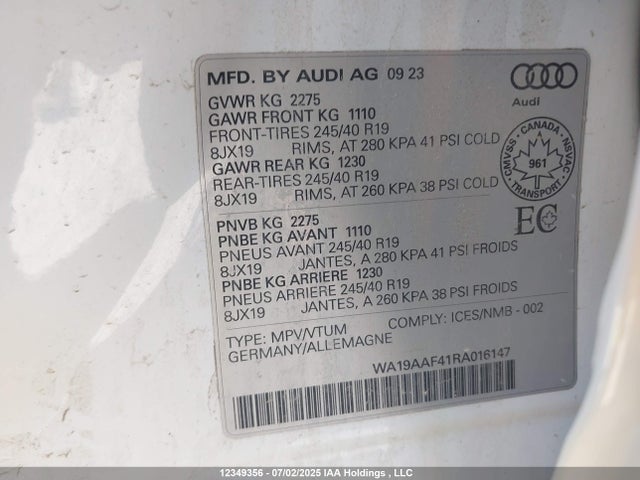 WA19AAF41RA016147 Audi 45 tfsi