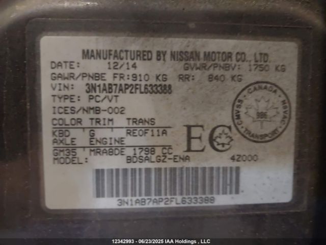 3N1AB7AP2FL633388 Nissan 2015