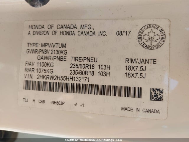 2HKRW2H55HH132171 Honda l15be