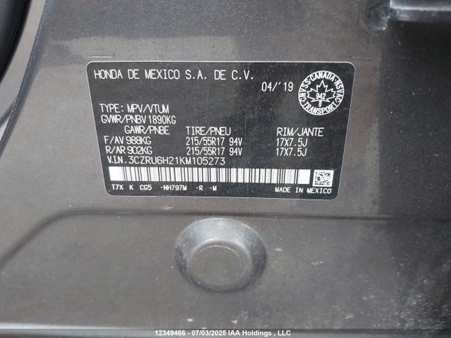 3CZRU6H21KM105273 Honda r18z9