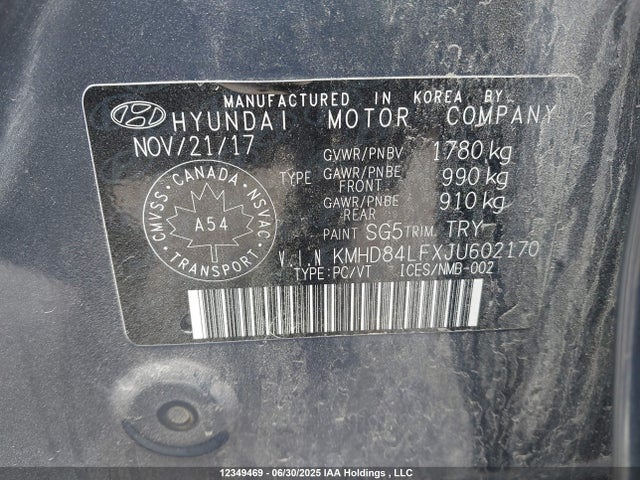 KMHD84LFXJU602170 Hyundai mpi nu