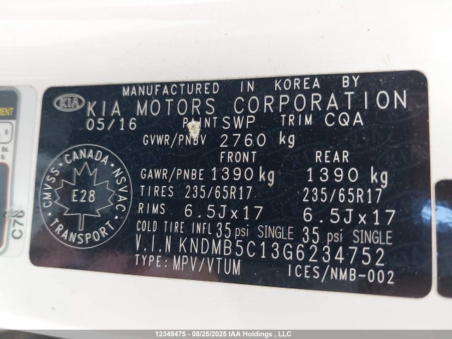 KIA dohc gdi lambda ii 2016 KNDMB5C13G6234752 Image 18