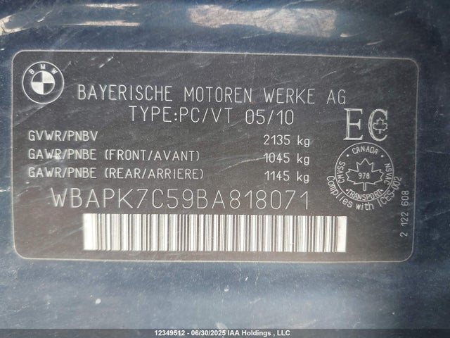 Продаж на аукціоні авто 2011 Bmw 328 Xi, vin: WBAPK7C59BA818071, номер лоту: 12349512