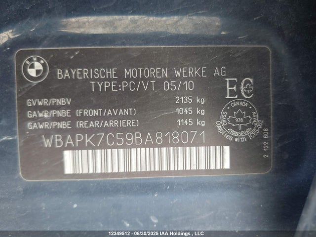 Продаж на аукціоні авто 2011 Bmw 328 Xi, vin: WBAPK7C59BA818071, номер лоту: 12349512