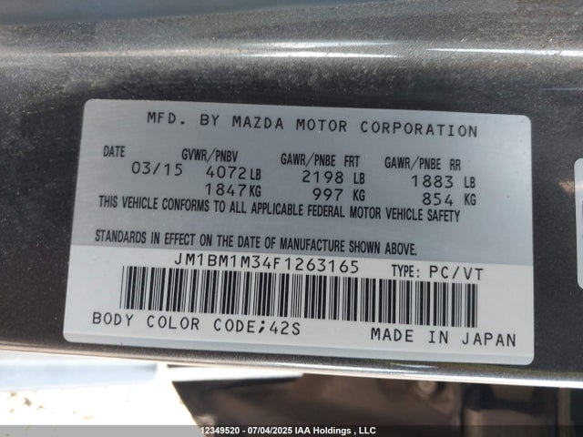 JM1BM1M34F1263165 Mazda py