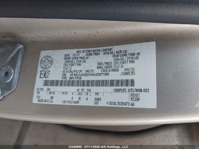 1FMCU0GD1HUD97180 Ford gtdi sigma w/premium fuel