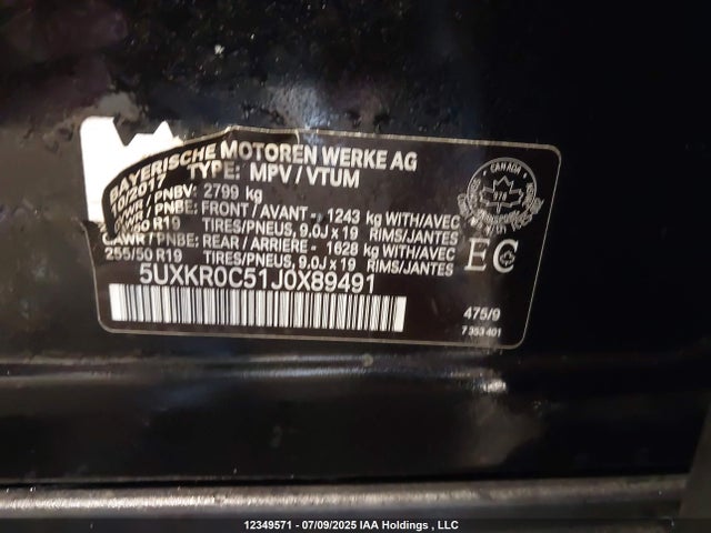 5UXKR0C51J0X89491 BMW 2018