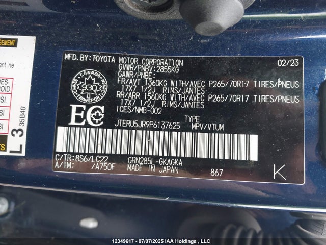 JTERU5JR9P6137625 Toyota 1gr-fe