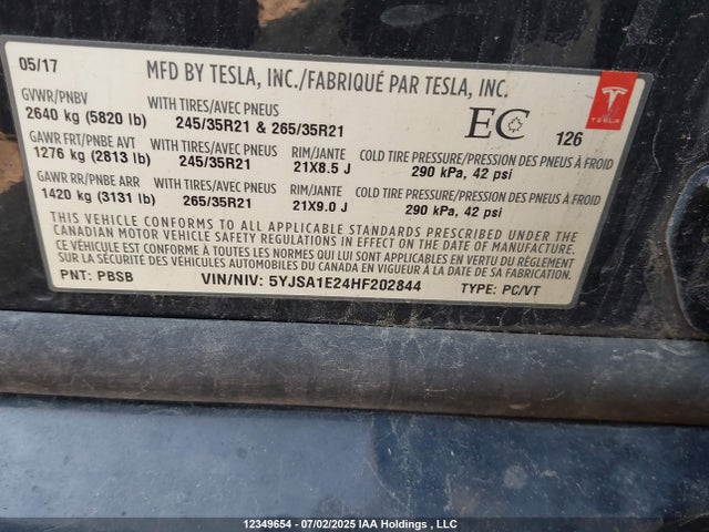 5YJSA1E24HF202844 Tesla 2017