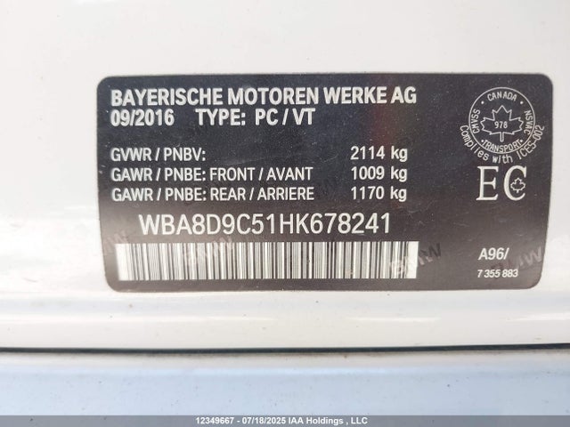 WBA8D9C51HK678241 BMW 2017