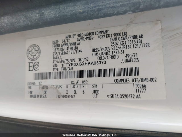 1FTYR3XGXHKA95373 Ford 2017
