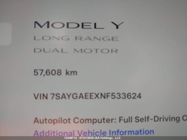 7SAYGAEEXNF533624 Tesla 2022
