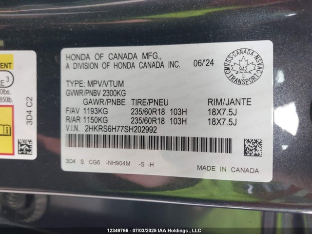 2HKRS6H77SH202992 Honda lfc3