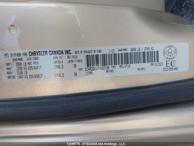 Dodge Grand Caravan 2015 2C4RDGBGXFR667199 Image 9