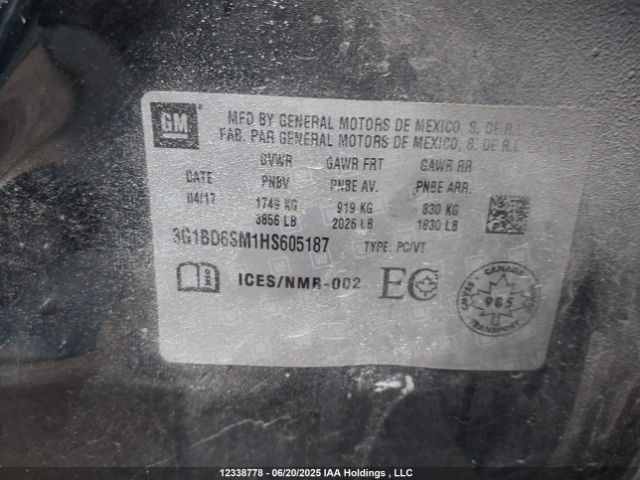 3G1BD6SM1HS605187 Chevrolet le2 -di: direct injection, vvt: variable valve timing, gen, alum
