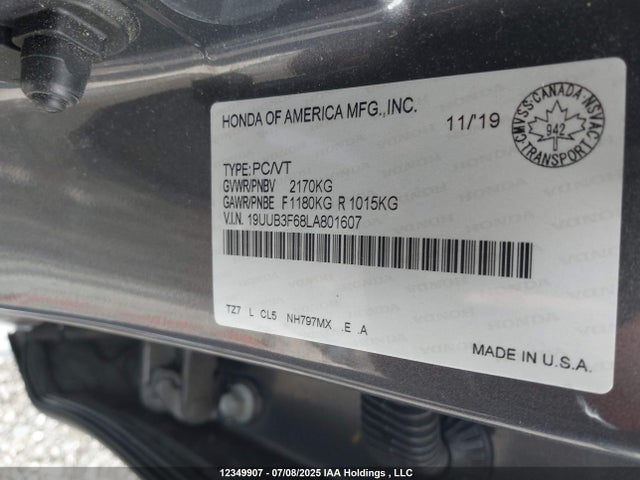 19UUB3F68LA801607 Acura j35y6