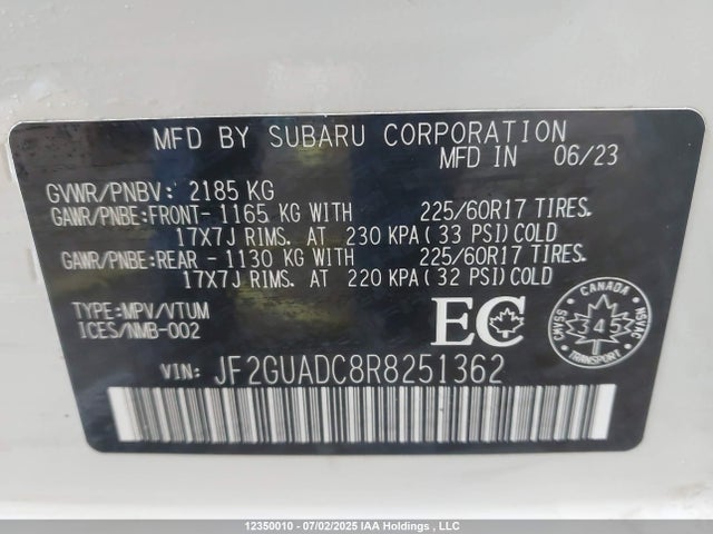 JF2GUADC8R8251362 Subaru na