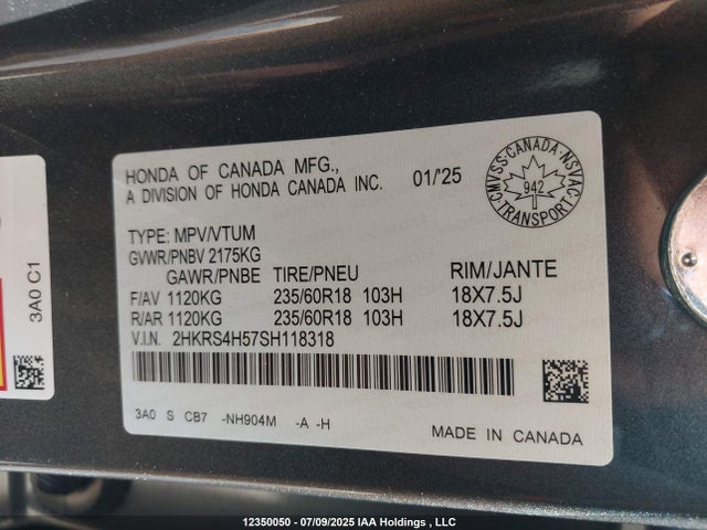 2HKRS4H57SH118318 Honda l15be