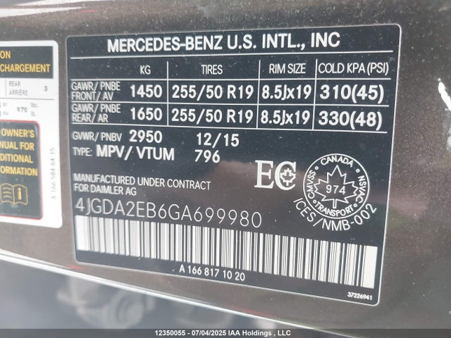 4JGDA2EB6GA699980 Mercedes-Benz om642
