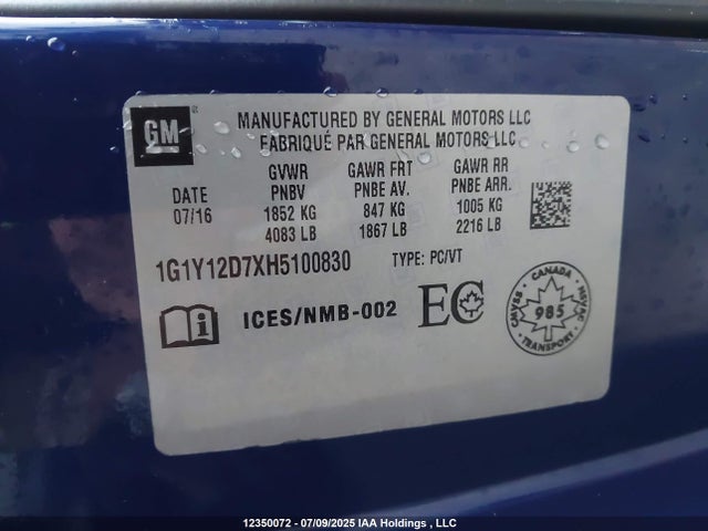 1G1Y12D7XH5100830 Chevrolet lt1 - di: direct injection, afm, vvt: variable valve timing, ho: high output, alum