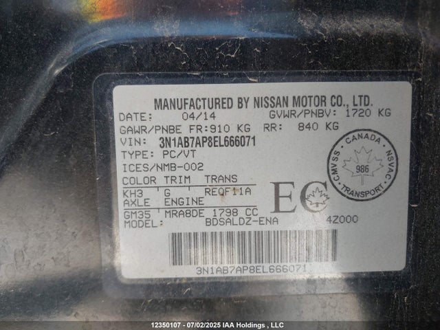 Nissan 2014 2014 3N1AB7AP8EL666071 Image 9