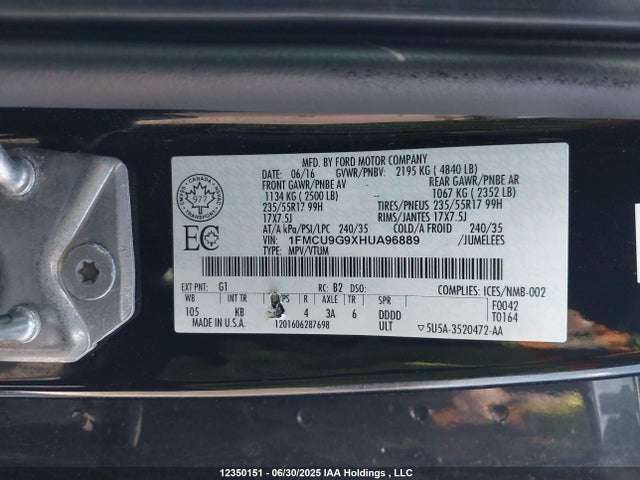 Ford 2017 2017 1FMCU9G9XHUA96889 Image 19