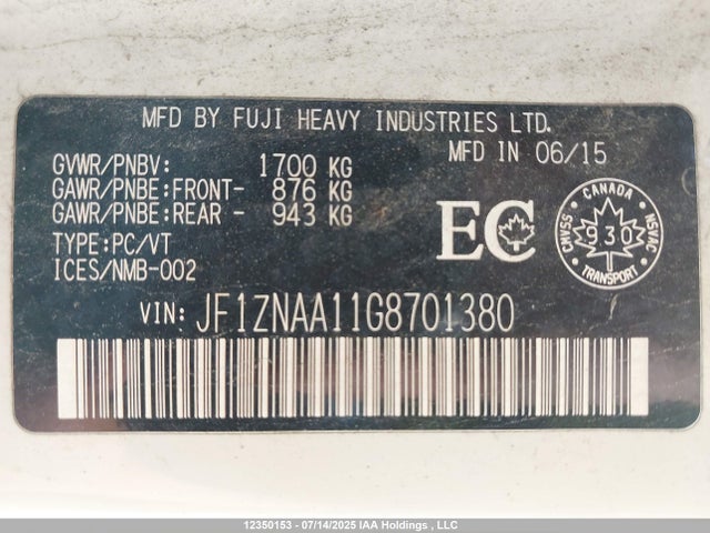 JF1ZNAA11G8701380 Toyota fa20