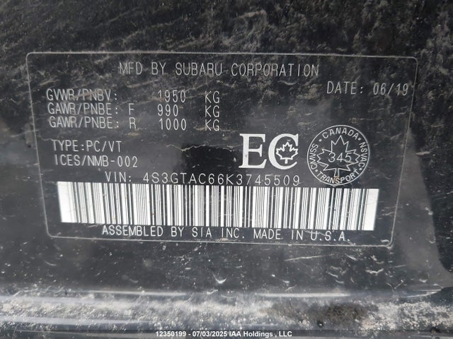 4S3GTAC66K3745509 Subaru 2019