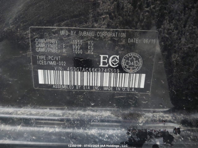 4S3GTAC66K3745509 Subaru 2019