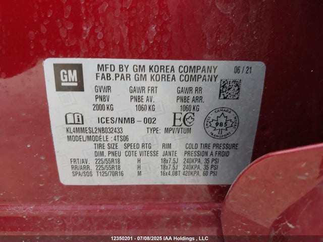 KL4MMESL2NB032433 Buick l3t - l3, sidi, vvt, alum
