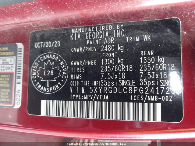 5XYRGDLC8PG241728 KIA gdi theta-iii