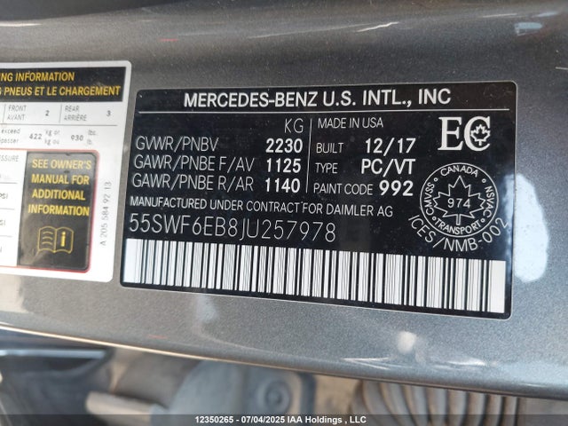 Mercedes-Benz m276 2018 55SWF6EB8JU257978 Image 9