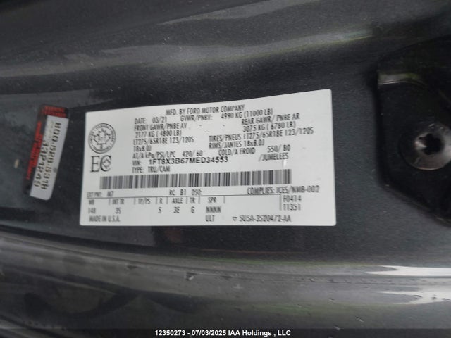 1FT8X3B67MED34553 Ford F-350