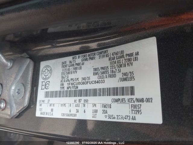 1FMCU0G93FUC84033 Ford 2015