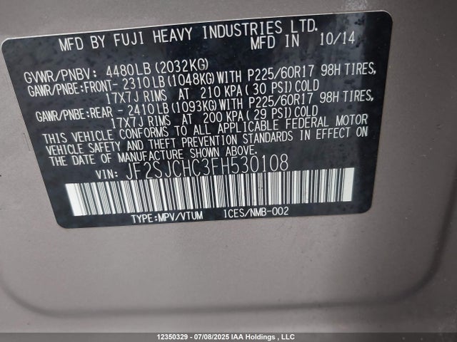 JF2SJCHC3FH530108 Subaru 2.5na c0