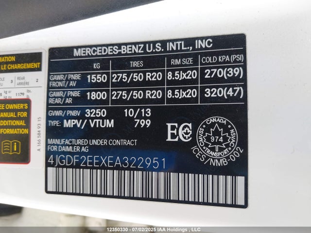 Mercedes-Benz Gl-Class 2014 4JGDF2EEXEA322951 Image 9