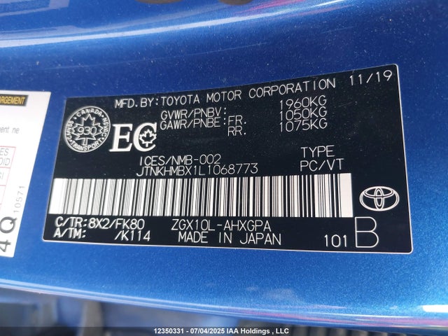 JTNKHMBX1L1068773 Toyota 3zr-fae