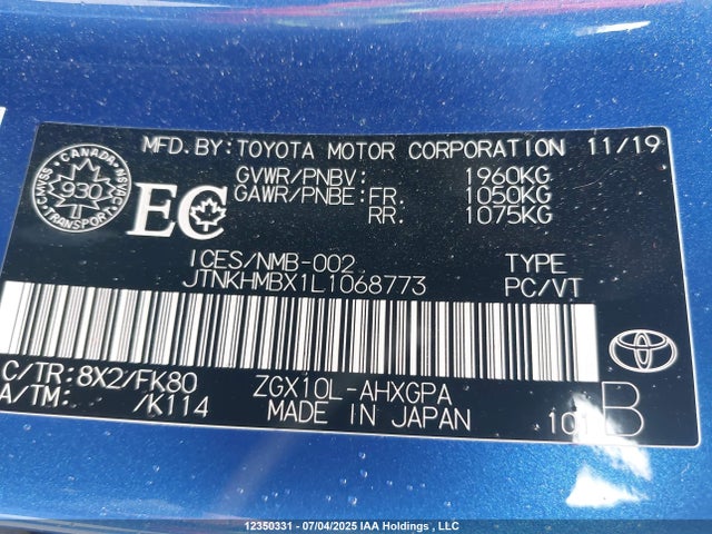 JTNKHMBX1L1068773 Toyota 3zr-fae