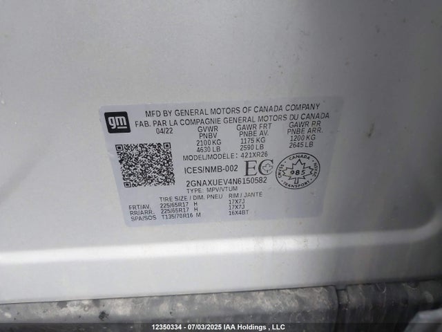 2GNAXUEV4N6150582 Chevrolet lyx