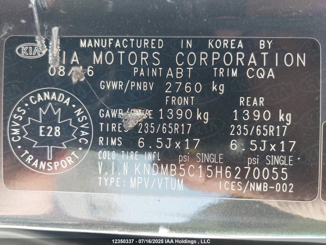 KNDMB5C15H6270055 KIA 2017