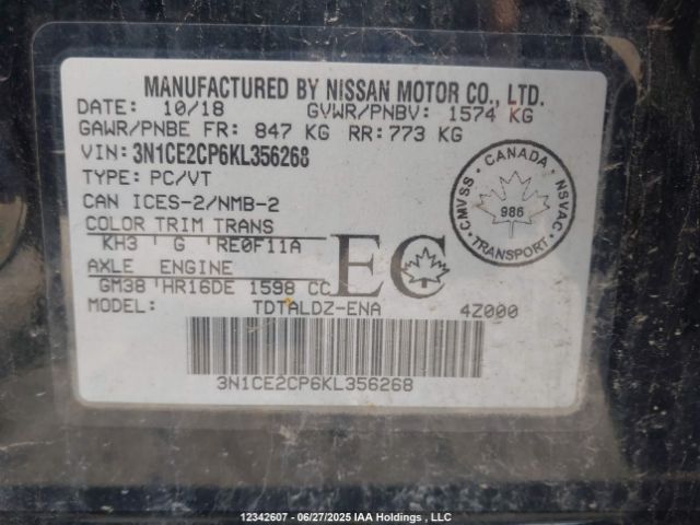 3N1CE2CP6KL356268 Nissan 2019