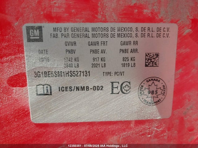 3G1BE5SM1HS527131 Chevrolet le2 -di: direct injection, vvt: variable valve timing, gen, alum