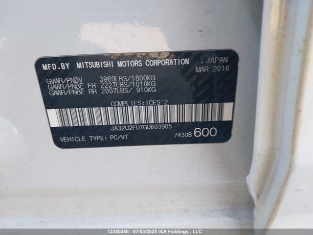 JA32U2FU7GU603905 Mitsubishi dohc mivec