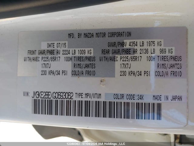 Mazda pe 2016 JM3KE2BEXG0693062 Image 9