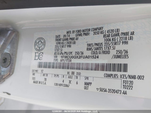 1FMCU0GX2FUA01524 Ford Escape