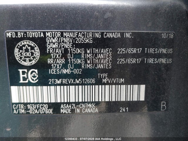 2T3WFREVXJW512606 Toyota 2ar-fe